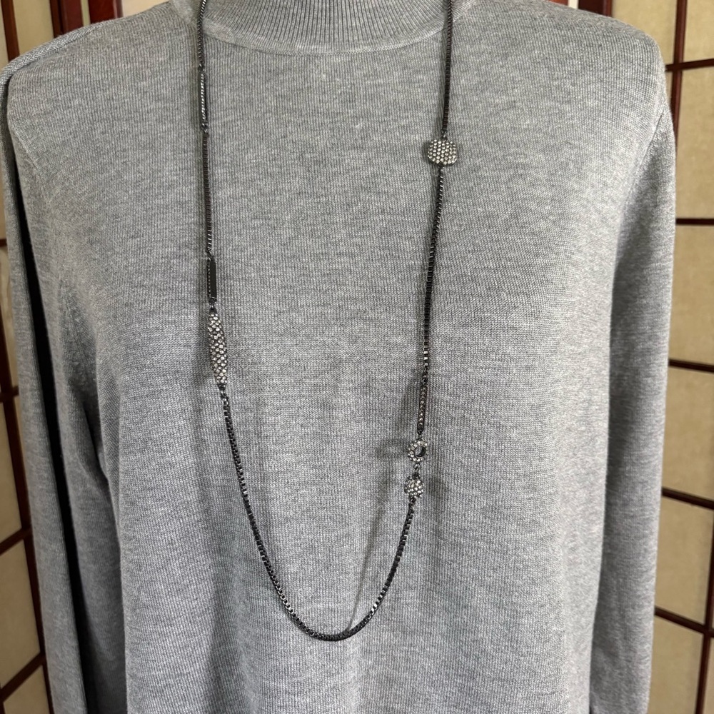 Elegant Black and Silver Long Necklace
